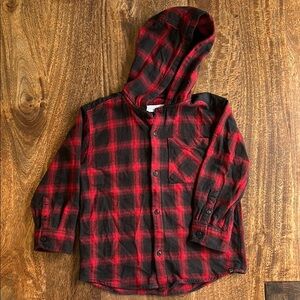 Zara Kids Red and Black Plaid Button Down Shirt